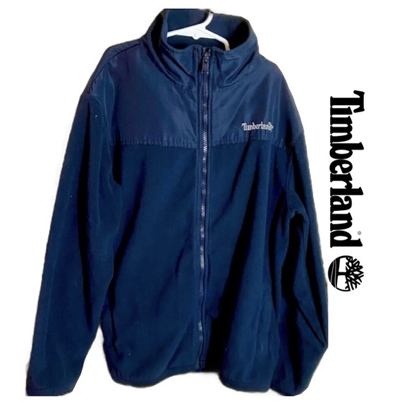 TIMBERLAND Boy’s Navy Jacket Heavy Fleece Full Zip Arm Pocket Sz XL 10/14 Youth - Picture 1 of 4